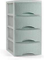 Plasticforte Caisson à tiroirs/organiseur de bureau avec 4x tiroirs - vert menthe - L18 x L25 x H33 cm