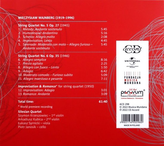 Kwartet Śląski: Wajnberg: Kwartety Smyczkowe vol. 7 [CD]
