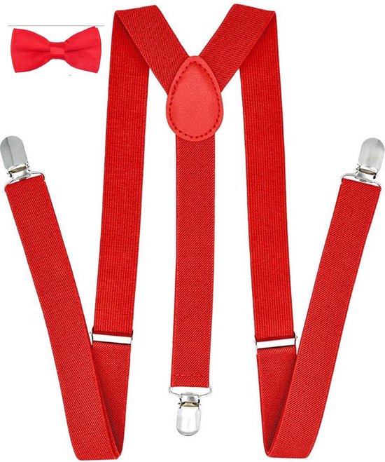 Bretels met strik - Overhemd riem - Rood