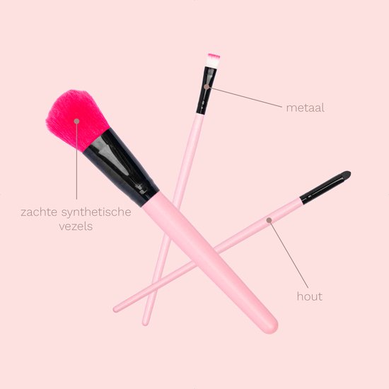 Professionele Make-up Kwastenset - 24 delig – in Luxe Etui – Roze - Evvie