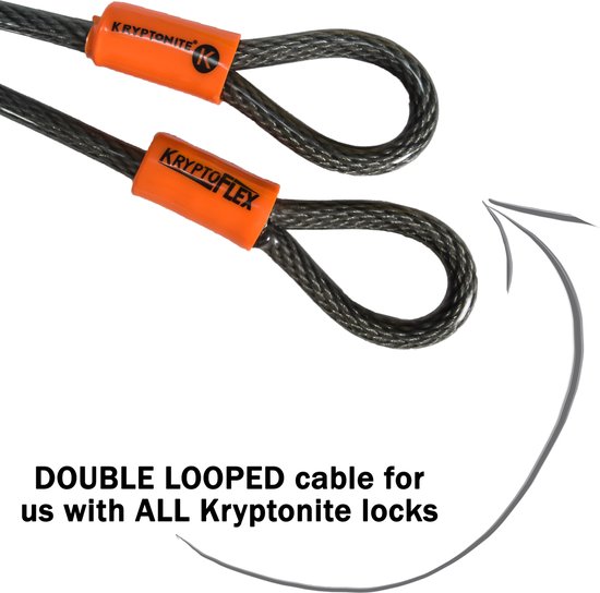 Kryptonite Kryptoflex Kabelslot - Fiets, Terras, Teunmeubel, Step, Kinderwagen - Kabel met Dubbele Lus - Kabelslot > 2 meter– 213 cm - Gevlochten Staal van Kryptonite — afbeelding 3