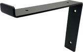 Maison DAM 1x Plankdrager L vorm down - Wandsteun – 15cm – Mat zwart gepoedercoat - incl. bevestigingsmateriaal + schroefbit