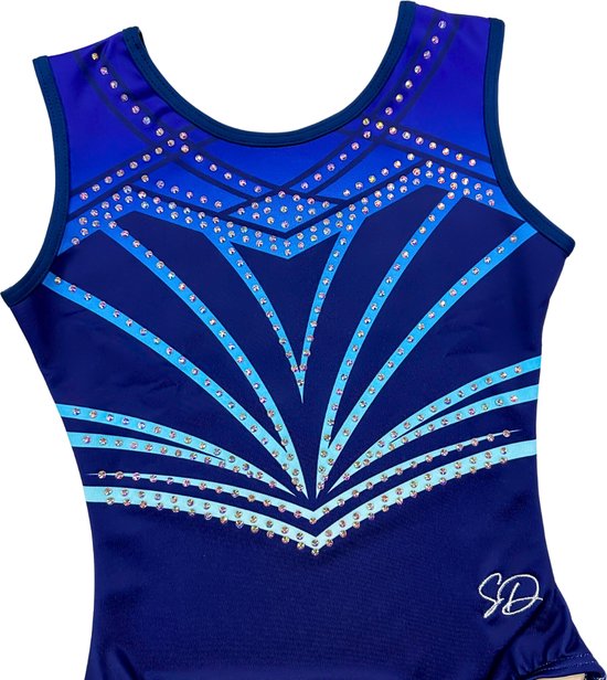 Sparkle&Dream Turnpakje Charlie Blauw - Maat AXS 146/152 - Gympakje voor Turnen, Acro, Trampoline en Gymnastiek