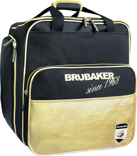 Set Ski Brubaker Saint-Moritz Set De Ski BRUBAKER Saint-Moritz - Housse à Skis 170/190 Cm + Sac à Dos Pour Bottes & Casque | Noir/Doré, Polyester 600D Sac A Dos Ski