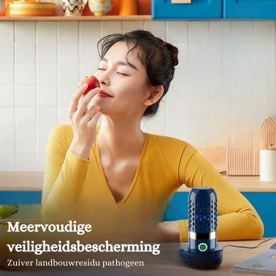 Draagbare Groente Purifier-Desinfecterende Capsule Vorm Voedsel Purifier -keukenmachineaccessoires-Huishoudelijke Sterilisatie Groente Wasmachine- Draadloze Fruit- en Groentewasmachine voor Huishoudelijke Voedselzuivering - Donkerblauw van Wemkrol. — afbeelding 5