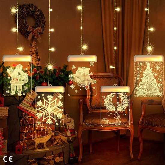 Guirlande lumineuse LED Suspensions 3D - Éclairage de Noël, Décoration de Noël - Guirlande de lumières LED - Éclairage de rideau - Décorations de Noël - Éclairage intérieur - Éclairage de fête - Étanche