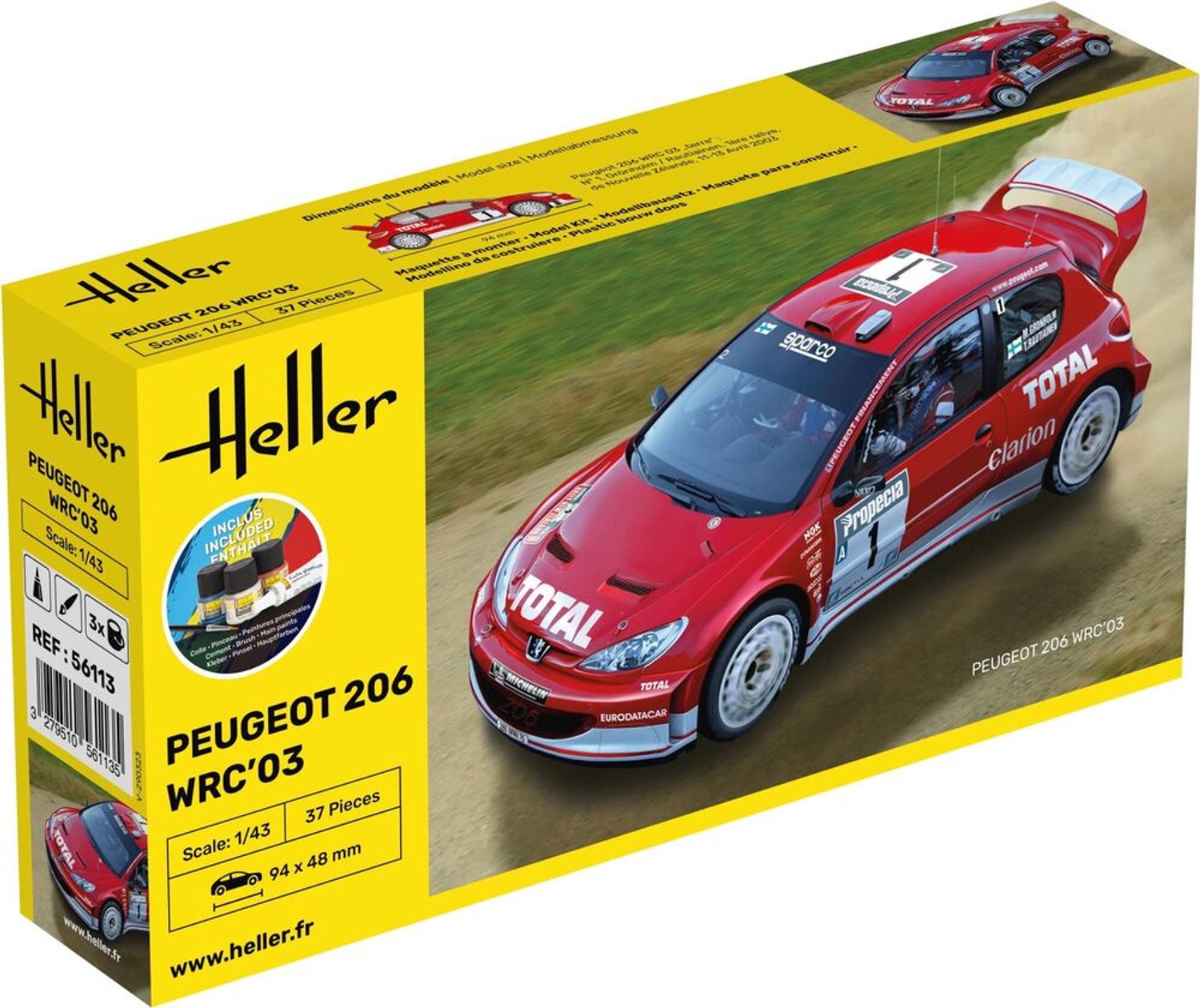 Heller Modelbouwpakket Auto - 56113 PEUGEOT 206 WRC 03 - Starter Kit Plastic - 1:43 - Modelbouw