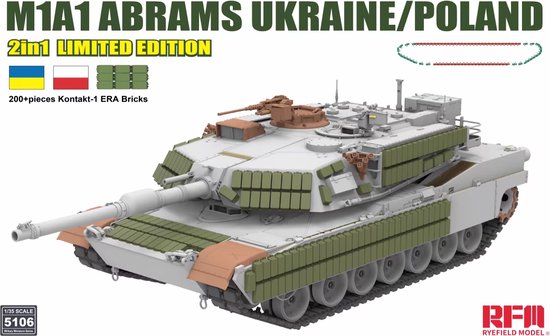 1:35 Rye Field Model 5106 M1A1 Abrams Ukraine/Poland - 2in1 Limited Edition Plastic Modelbouwpakket