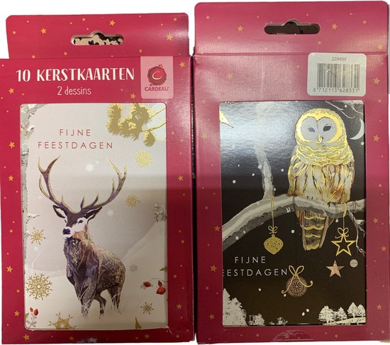 Set van 12 Luxe Kerstkaarten met Envelop - Gouden Reliëf - A6 Formaat