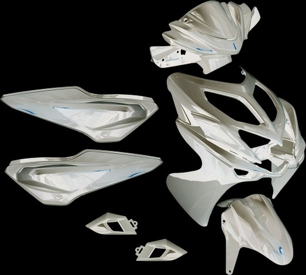 Plaatset Yamaha aerox-R vanaf bj. 2014 9 delig wit glans
