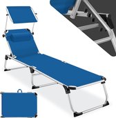 tectake - bain de soleil chaise longue Aurelie - avec toit ouvrant réglable individuellement - bleu - 403634