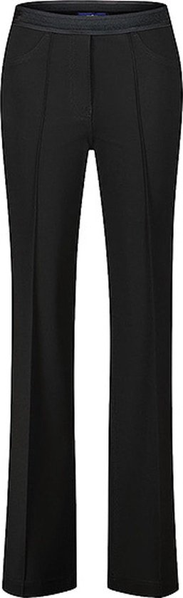Zwarte Gardeur pantalon met grijze, elastische tailleband en decoratieve naden.
