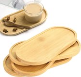 Lot De 10 Plateaux En Bambou 17,5 X 8,8 X 10 Cm - Dessous De Tasse, Plateau Succulent - Naturel, Bord Antidérapant - Facile à Nettoyer