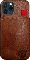 HEM Luxe Leather Back Cover - Convient pour iPhone 14 / iPhone 15 - Marron - Étui de téléphone / Dos pour 3 cartes