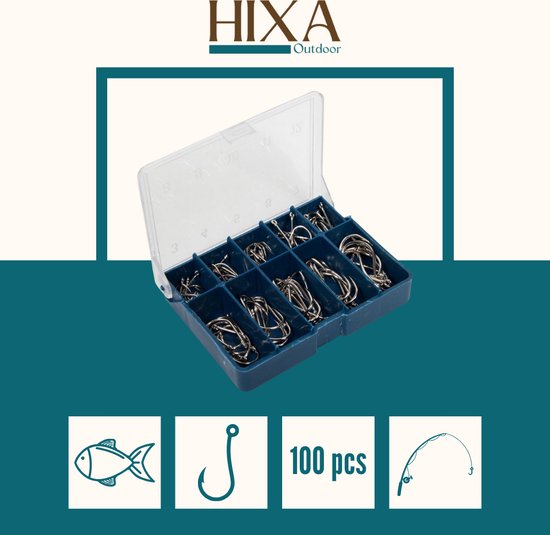 HIXA Vishaken - met Oog - 100 stuks - 10 Maten - Hengelsport Accessoires - Alle vissoorten - HIXA
