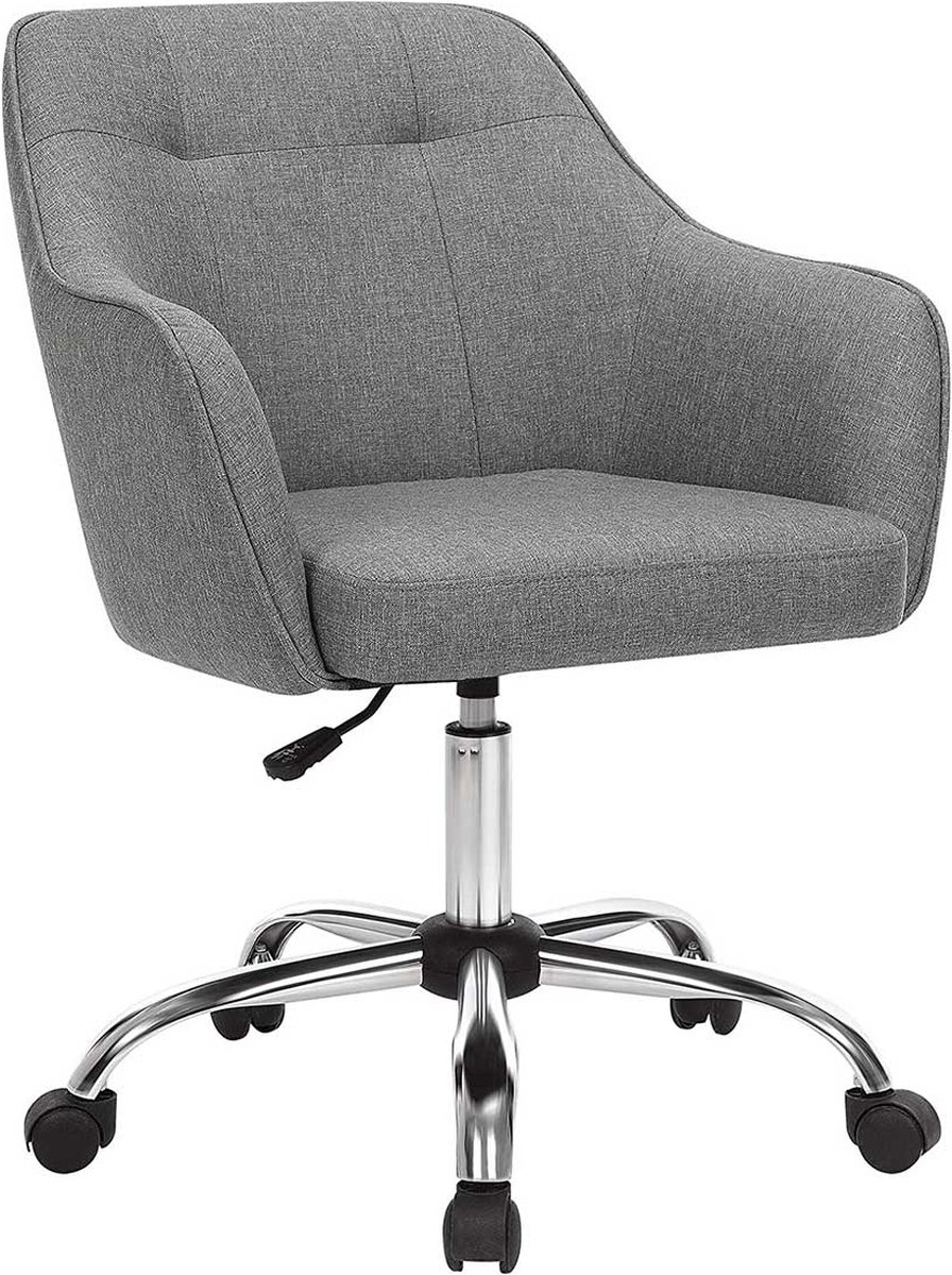 SONGMICS Bureaustoel, comfortabele bureaustoel, in hoogte verstelbare computerstoel, belastbaar tot 120 kg, stalen frame, imitatielinnen, ademend, thuiskantoor, kantoor, grijs OBG019G01