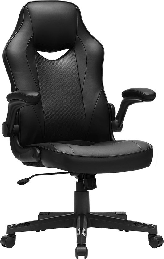 SONGMICS Bureaustoel, ergonomische kantoorstoel, bureaustoel, in hoogte verstelbaar, belastbaar tot 150 kg, PU-leder, thuiskantoor, kantoor, zwart OBG064B01