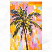 De Muurdecoratie - Canvas Schilderij - Palmboom Schilderij - Kleurrijke kunst - 100x150 cm - Wanddecoratie Boom - Schilderij Slaapkamer - Huisdecoratie