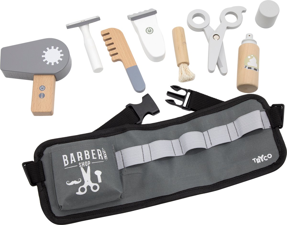 Tryco Houten Barberset - Houten Kappersset en Rollenspel - Stimuleert Fantasierijk Spel en Motoriek - Vanaf 3 Jaar Meerkleurig — afbeelding 5
