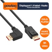 Powteq premium - Displayport 1.4 kabel - 3 meter - Haakse stekker - Gold-plated - Haaks naar rechts - 4K video