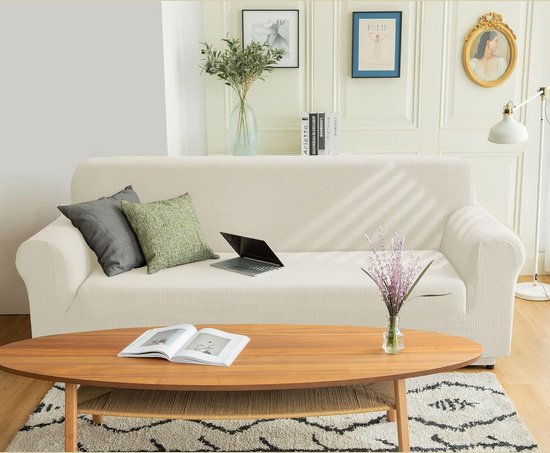YSTELLAA Bankhoes Voor 4-Zits Met Armleuningen, Elastisch Universele Bankovertrek Voor Woonkamer, Bankhoes Voor Katten, Krasbestendig Meubelhoes, Met Anti-Slip Schuim, Blauw