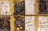 40 Luxe Kerst- en Nieuwjaarskaarten met envelop zwart/wit/goud