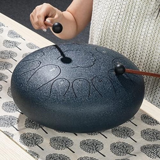 Steel Tongue Drum - Handpan Drum - Hangdrum - ( 30cm 13 Notities C-Sleutel/Donkerblauw ) van MALQIAO — afbeelding 5