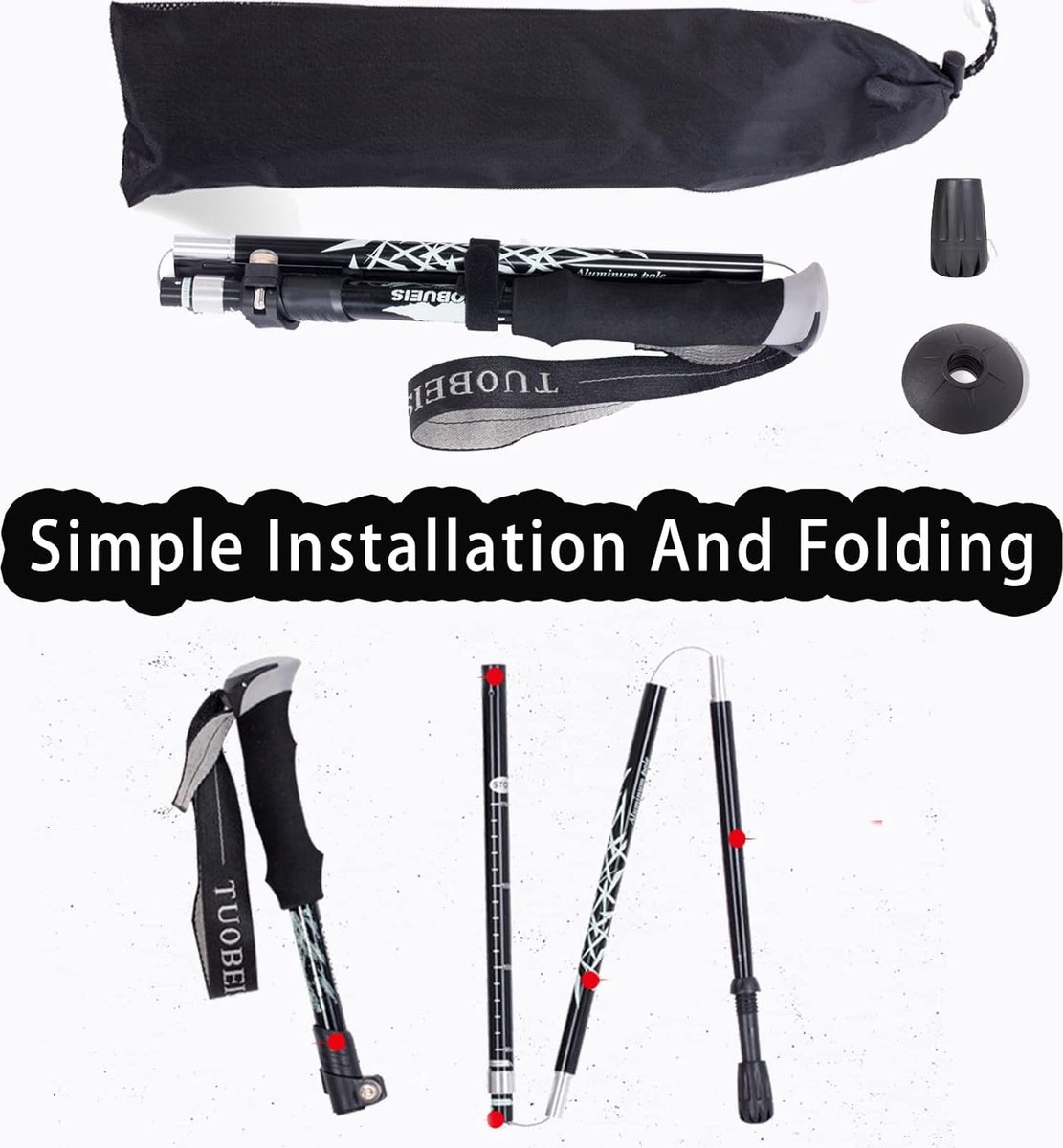 BISINNA Trekkingstokken, 2 Stuks Per Set, Opvouwbare Aluminium Wandelstokken Met Snelsluitsysteem Inklapbaar Verstelbaar Lichtgewicht Kamperen Backpacken Bergbeklimmen En Wandelen 2 Lengtes 1011942292