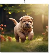 Tegel Met Opdruk | Geschenk | Puppy In De Tuin | Sharpei