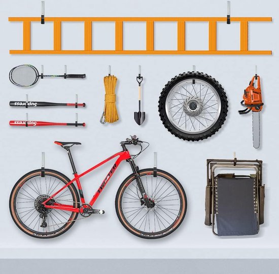 pipabiba 8 stuks garageopslag ladderhaken 17 cm zwaar belastbare wandgemonteerde utility hanghanger voor fiets, ladder, klapstoelen en omvangrijke items (17 cm x 17 cm