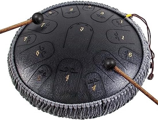 Steel Tongue Drum - Handpan Drum - Hangdrum - Zwart - Merkloos