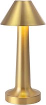 Qaan Living Tafellamp op batterijen - Oplaadbaar en dimbaar - Touch bediening - Moderne touch lamp goud - Messing - Nachtlamp draadloos - Nachtlamp oplaadbaar