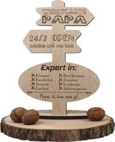 Wegwijzer werkplaats papa - cadeau Vaderdag - verjaardag vader- houten wenskaart - kaart van hout - 17.5 x 25 cm