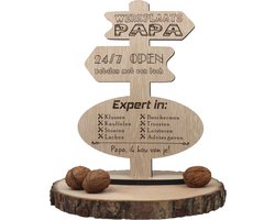 Wegwijzer werkplaats papa - cadeau Vaderdag - verjaardag vader- houten wenskaart - kaart van hout - 17.5 x 25 cm