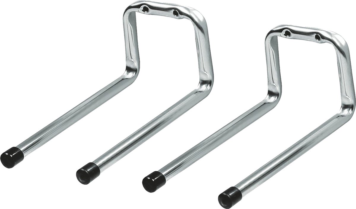 Amig Garage wand/muur ophanghaken - 2x - metaal - zilver - H12 cm x L19 cm