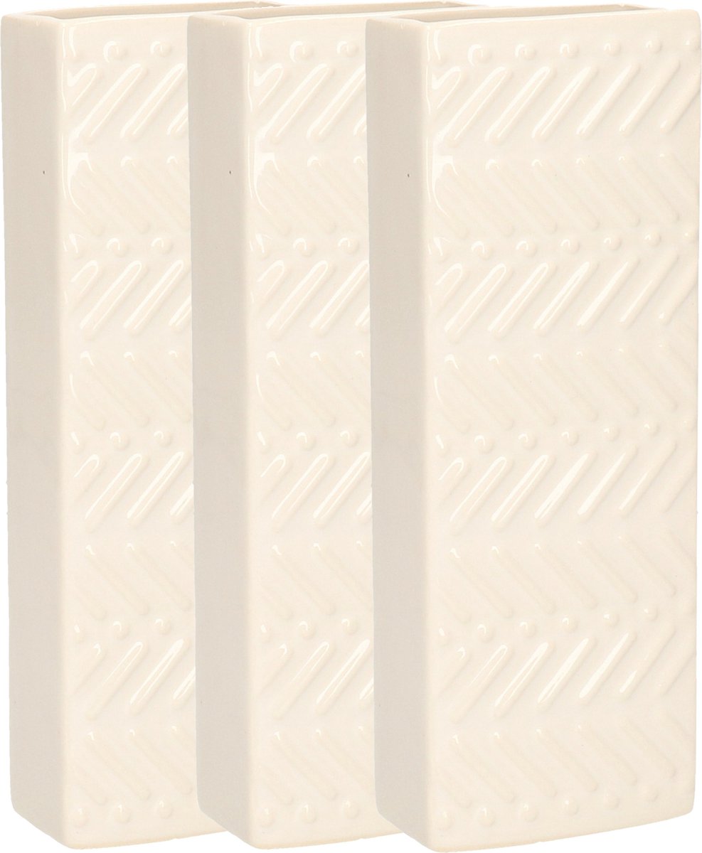 Gerimport Waterverdamper - 3x - creme wit - keramiek - 400 ml - radiatorbak luchtbevochtiger - 7,4 x 18,6 cm