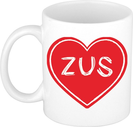 Bellatio Decorations Liefste zus verjaardag cadeau mok - rood hartje - 300 ml - broer/zus dag