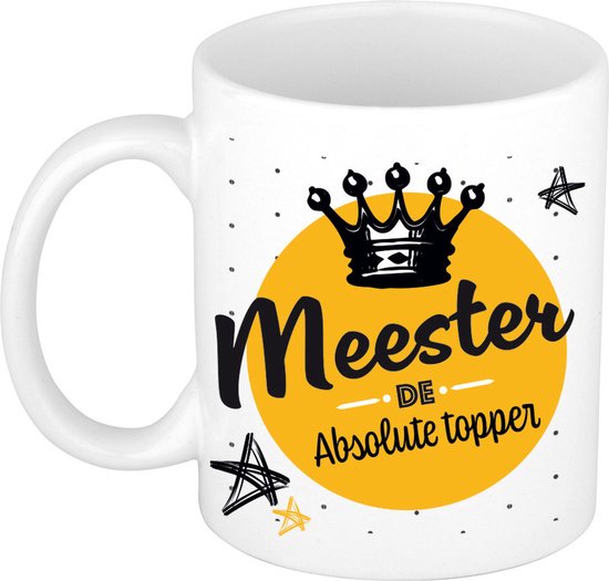 Bellatio Decorations Cadeau koffiemok meester/leraar - topper - verjaardag/einde schooljaar kado
