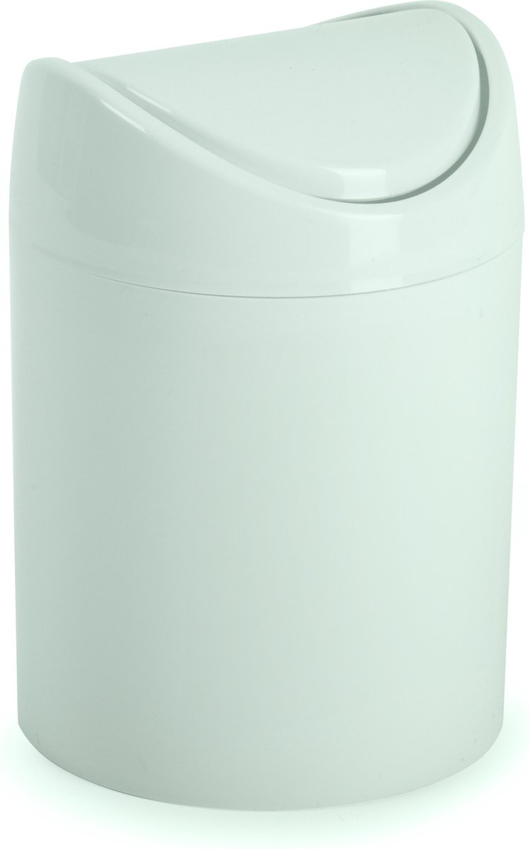 Plasticforte Mini prullenbakje - mintgroen - kunststof - met klepdeksel - keuken aanrecht/tafel model - 14 Liter - 12 x 17 cm