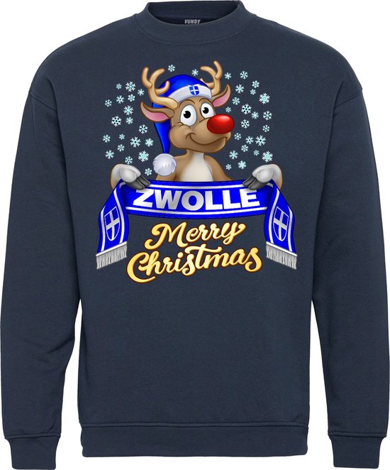 Kersttrui Zwolle | Foute Kersttrui Dames Heren | Kerstcadeau | Pec Zwolle supporter | Navy | maat 3XL