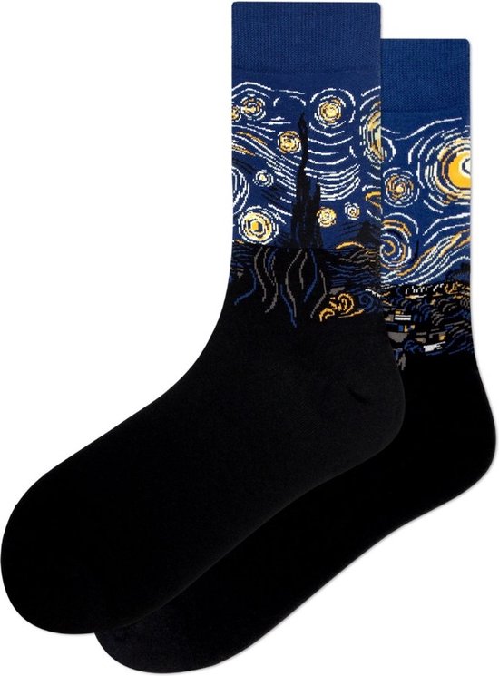 Kunstsokken - Vincent Van Gogh - De Sterrennacht - Kunstzinnige sokken - Maat 35-42 - Vrolijke Sokken voor Creatieve Dames en Heren