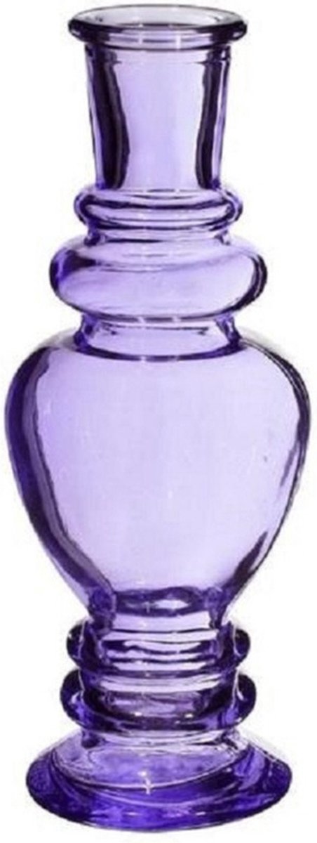 Ideas 4 Seasons Bloemenvaas Venice - voor kleine stelen/boeketten - gekleurd sierglas - helder paars - D5.7 x H15 cm
