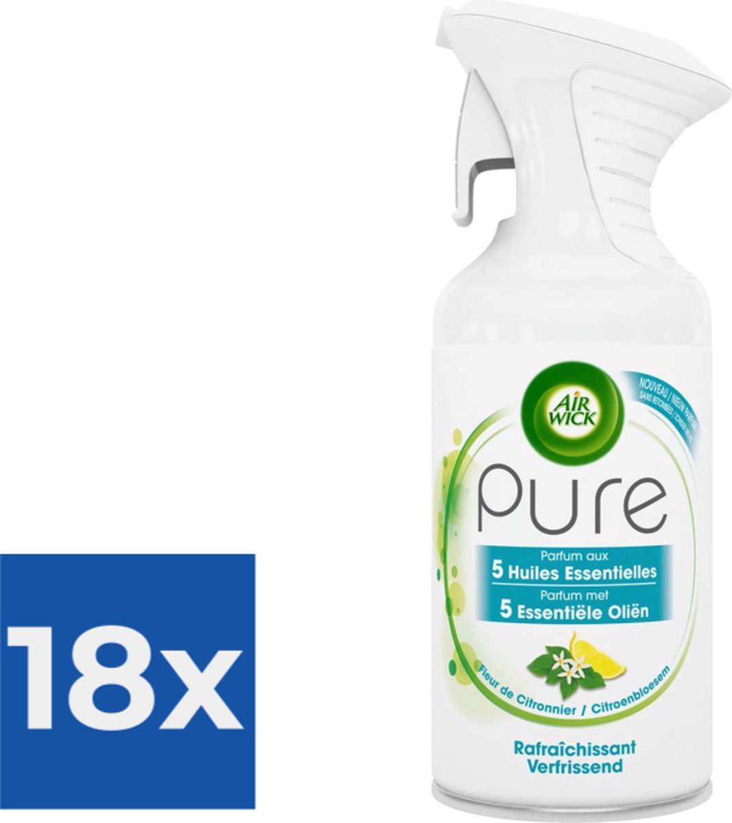 Airwick Luchtverfrisser Spuitbus - Pure Essential Oils Citroenbloesem 250 ml - Voordeelverpakking 18 stuks