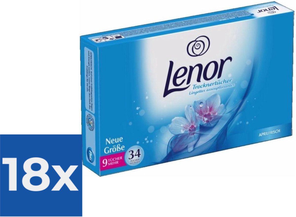 Lenor Droogtrommeldoekjes Aprilfris - 34 stuks - Voordeelverpakking 18 stuks