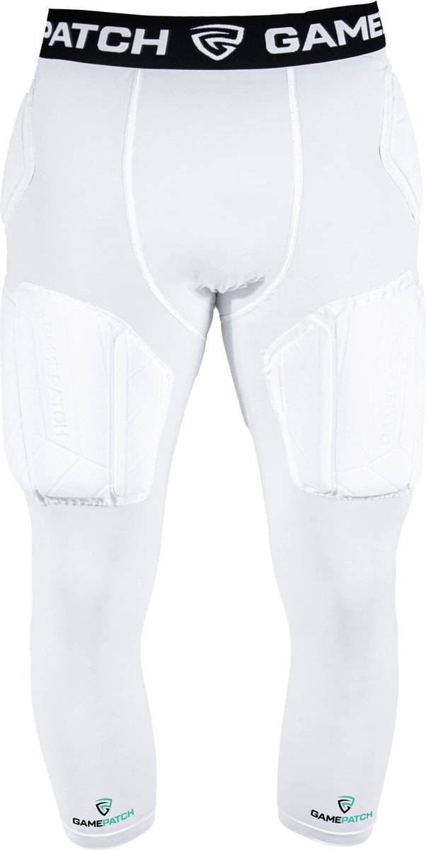 GAMEPATCH | Padded 3/4 tights PRO+ | Wit | Maat XL | Basketball | Handball | Urban Sports