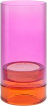 Remember - Kaarsenhouder Lys Tweedelig 19,3 cm Pink - Glas - Multicolor