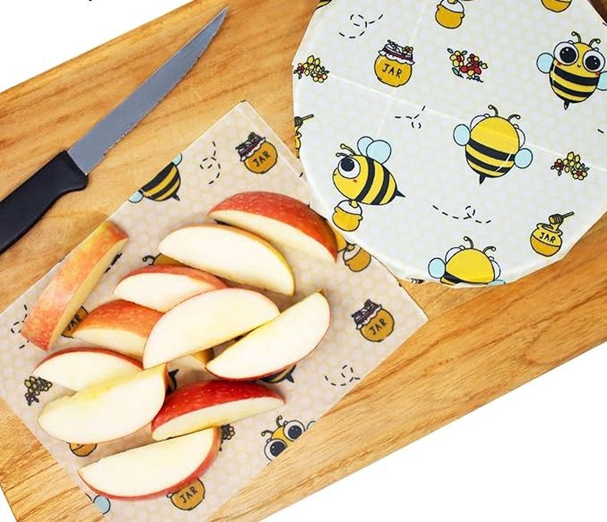 Bijenwas Wraps - Set van 3 (S, M, L) - Vershoud - Beeswax Wrap - Bijenwas Doek - Duurzaam, Natuurlijk en Biologisch - Herbruikbaar - Geen Plastic - 29B — cadeau in Kookcadeaus - foto 8