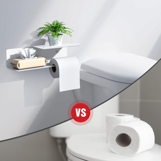 Porte Rouleau Papier Toilette Auto-adhésif - Avec étagère Et Boîte à Lingettes, Sans Perçage, Acier Inoxydable