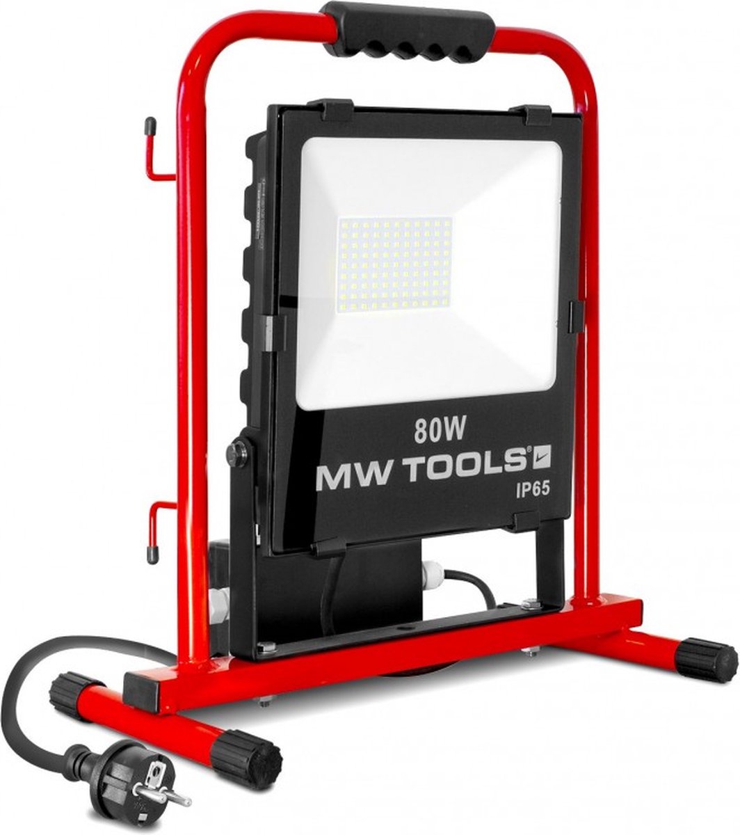 MW Tools Stabiele bouwlamp 80W met 2 stopcontacten LCS80P