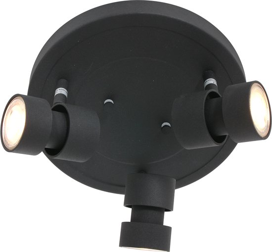 Plafonnier Steinhauer Natasja - trois lumières - LED - Ø28 cm - rotatif et inclinable - noir